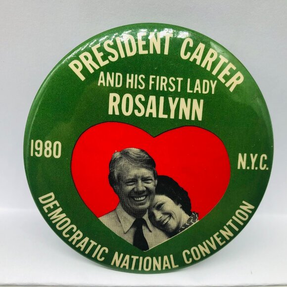 2 - PRESIDENT CARTER Buttons / JC Can Save America / 1980 Rosalynn First Lady - Picture 3 of 4